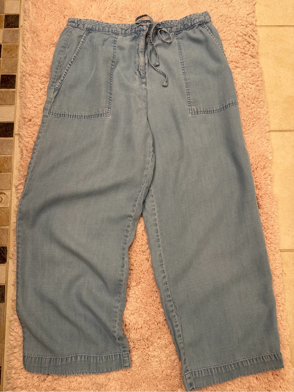 Liz Claiborne Light Blue Wide-Leg Drawstring Jeans